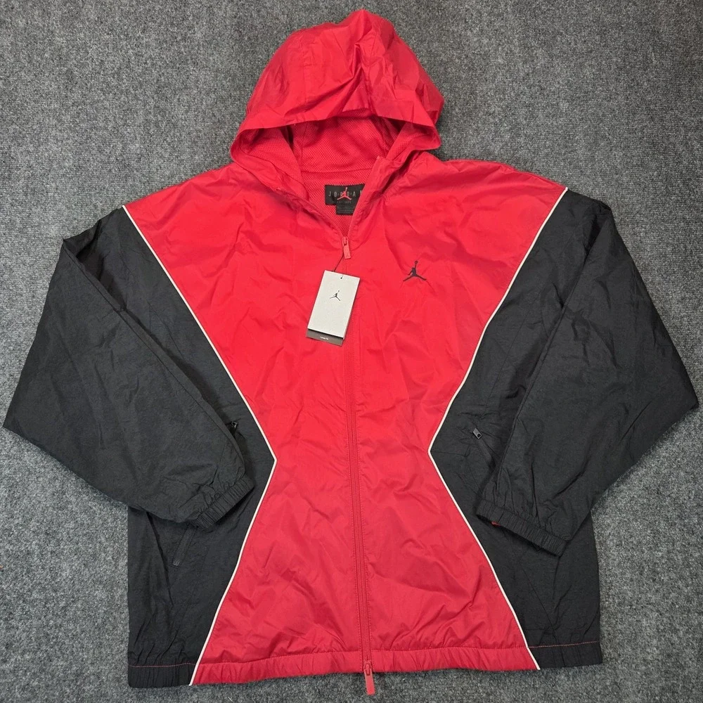 NEW Air Jordan Hooded Draft Jacket Mens XL Red Black Nike Jumpman